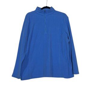 Land's End Pullover Fleece Quarter Zip Sweater Royal Blue Size 1X Oeko-Tex